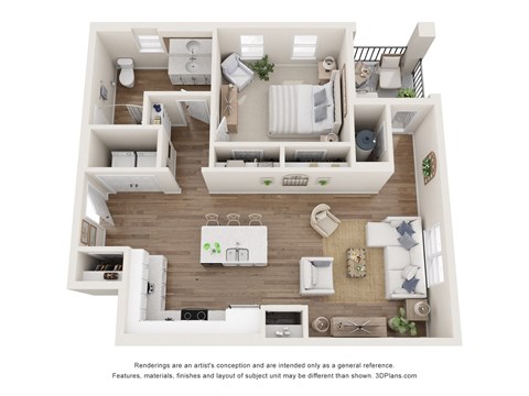 Floor plan for 1 bed, 1 bath, 712 sqft